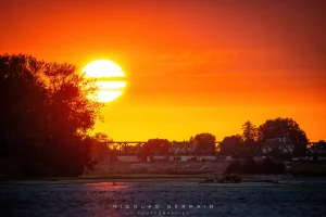 Pont de St Mathurin-sur-Loire au coucher du soleil